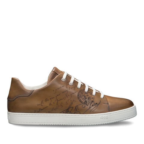 GIÀY BERLUTI Playtime Scritto Leather Sneaker Olive