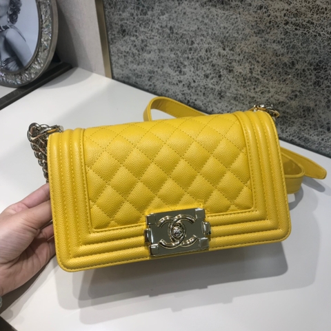 TÚI CHANEL LEBOY DIAMOND QUILTE CAVIAR YELLOW DA HASS 20