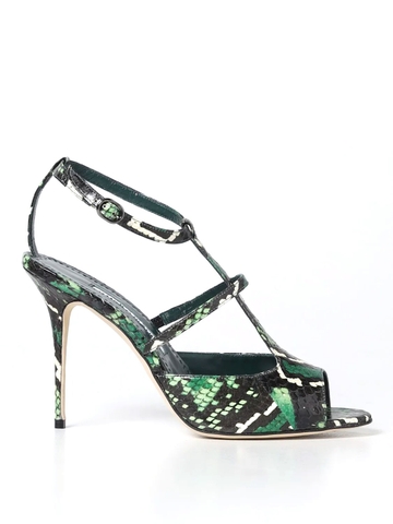 GIÀY MANOLO BLAHNIK Python heeled sandals shoes