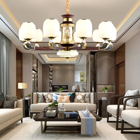 Đèn chùm kiểu Trung Quốc hoàn toàn bằng đồng đơn giản và trang nhã S21(Liên hệ để được giá tốt nhất)