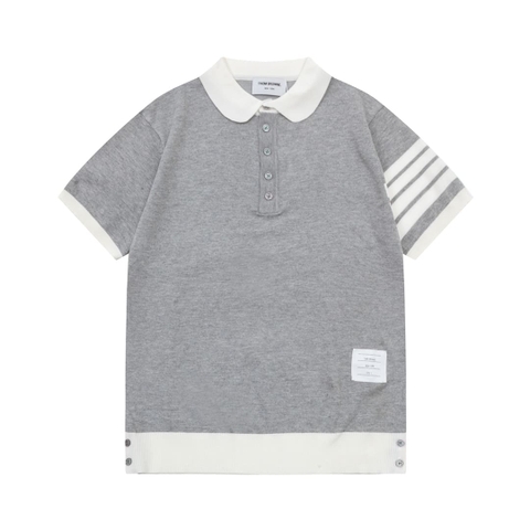 ÁO THOM BROWNE POLO SHIRT GRAY MÀU XÁM DỆT KIM