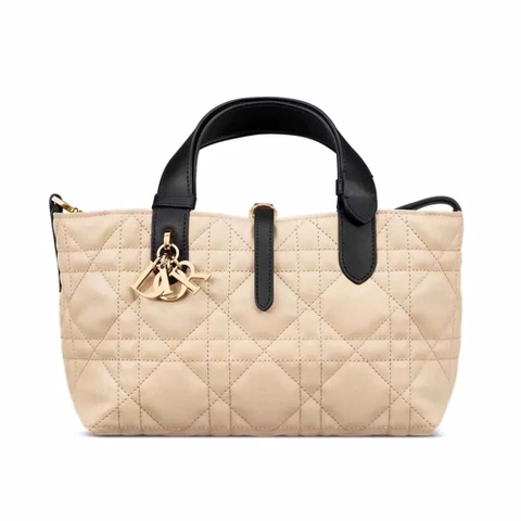 TÚI Dior Toujours Rope màu be và đen Macrocannage Calfskin cỡ nhỏ
