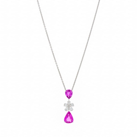 VÒNG CỔ GRAFF PINK SAPPHIRE DIAMOND CLUSTER PENDANT