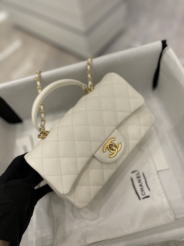 TÚI Chanel CF MINI HANDLE CAVIAR WHITE DA HAAS