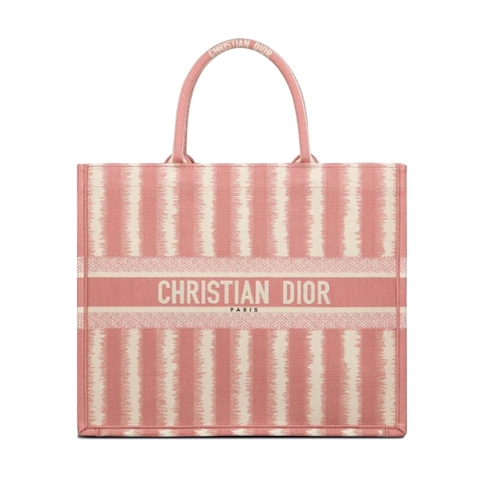TÚI Dior Women Dior Book Tote Pink D-Stripes Embroidery