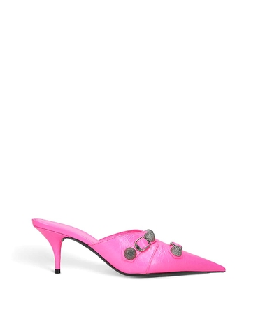 GIÀY BALENCIAGA Cagole buckle-embellished leather heeled mules