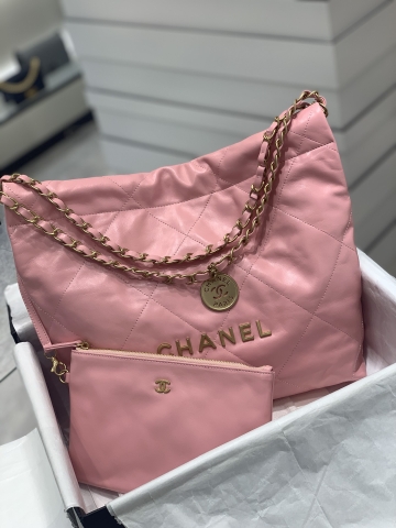 TÚI CHANEL 22 Pink hồng logo vàng da HAAS