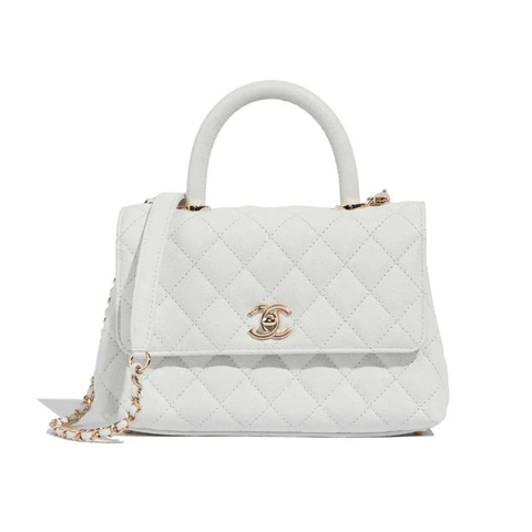 TÚI Chanel Handle Small Caviar White