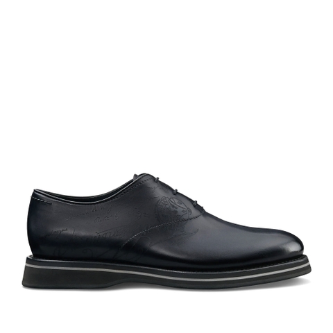 GIÀY BERLUTI Alessio Padova Leather Oxford Nero Grigio