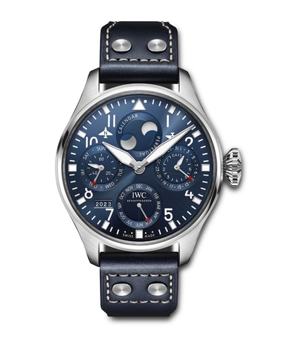 Đồng hồ IWC Stainless Steel Big Pilot’s Perpetual Calendar Automatic mặt số màu xanh dương