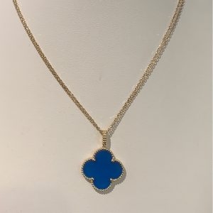 Vòng cổ Van Cleef & Arpels Magic Alhambra 1 Motif Blue Agate Vàng hồng 18K
