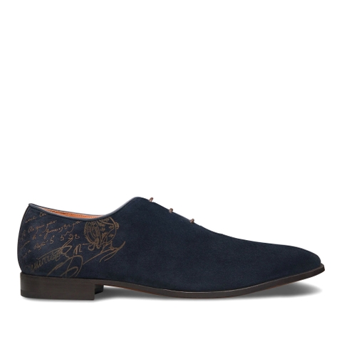 GIÀY BERLUTI Alessandro Demesure Scritto Camoscio Leather Oxford Navy