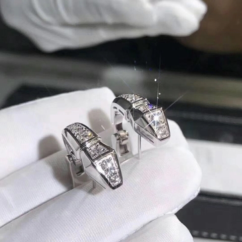 BÔNG TAI VÀNG TRẮNG BVLGARI Serpenti earrings 18 kt white gold full pavé diamonds