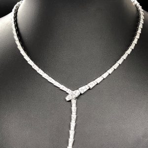 Vòng cổ BVLGARI Serpenti Viper Pavé Diamonds kim cương vàng trắng 18K