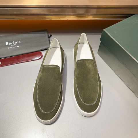 GIÀY BERLUTI LOAFER SUEDE GREEN HANDMADE TOP QUALITY SHOES AAA