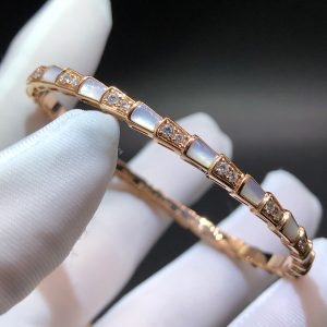 Vòng tay BVLGARI Serpenti Viper xà cừ kim cương vàng hồng 18K