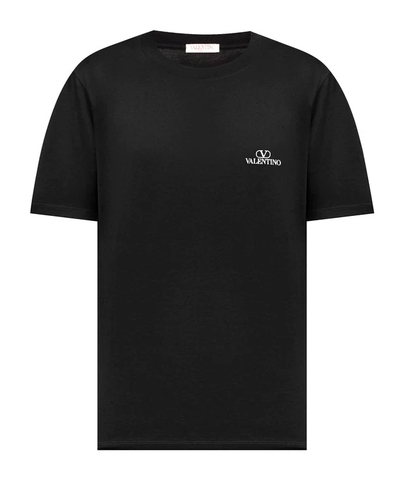 ÁO VALENTINO BLACK T-SHIRT WITH LOGO PRINT