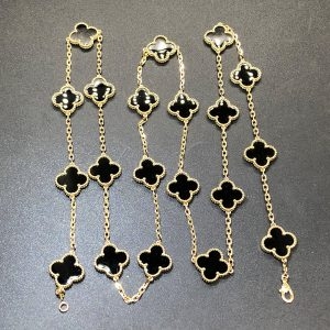 Vòng cổ Van Cleef & Arpels Alhambra Black Onyx 20 motif vàng hồng 18K