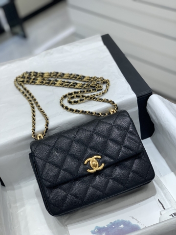 TÚI CHANEL 22K BLACK đen gold logo da HAAS