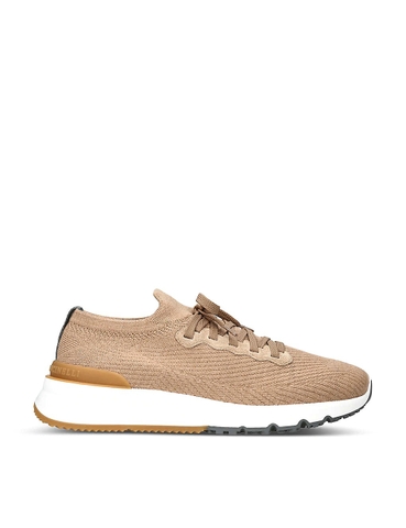 GIÀY BRUNELLO CUCINELLI Brand-embossed knitted fabric trainers