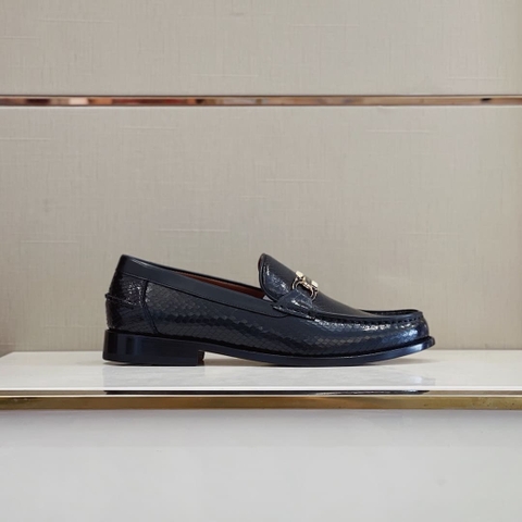 GIÀY SALVATORE FERRAGAMO LOAFER PYTHON DA TRĂN BLACK TOP QUALITY SHOES AAA