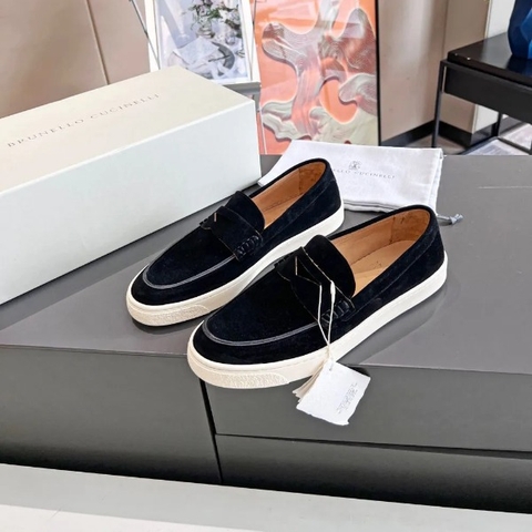 GIÀY BRUNELLO CUCINELLI Suede Black loafer shoes