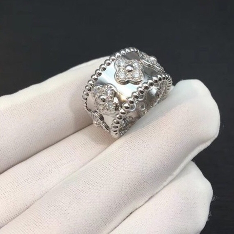 NHẪN VAN CLEEF & ARPELS ALHAMBRA DIAMOND GOLD 18K WHITE GOLD