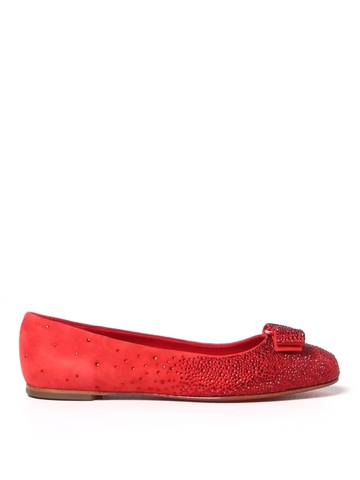 GIÀY SALVATORE FERRAGAMO Red flats suede shoes