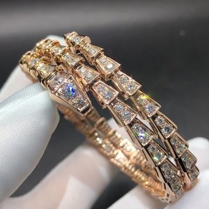 Vòng tay BVLGARI Serpenti hai cuộn vàng hồng 18K