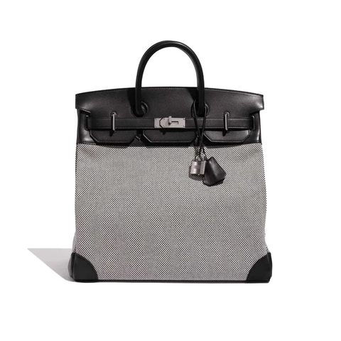 TÚI Hermès Haut à Courroies 40 Toile Criss Veau Evergrain Black