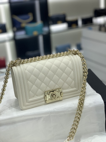 TÚI CHANEL LEBOY Caviar White Trắng da HAAS