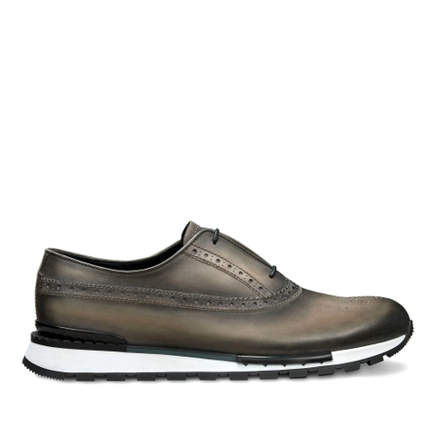 GIÀY BERLUTI Fast Track Leather Sneaker Elephant Grey