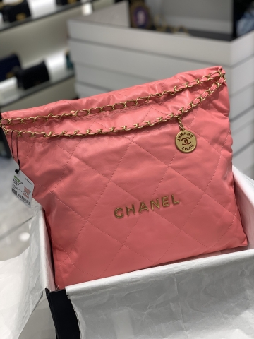 TÚI CHANEL 22 Pink hồng logo vàng da HAAS