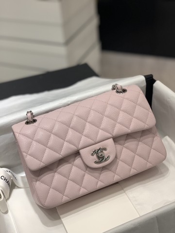 TÚI CHANEL CF 23 CAVIAR POWDER PINK DA HAAS SILVER
