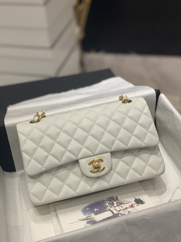TÚI CHANEL CF 25 CAVIAR WHITE DA HAAS