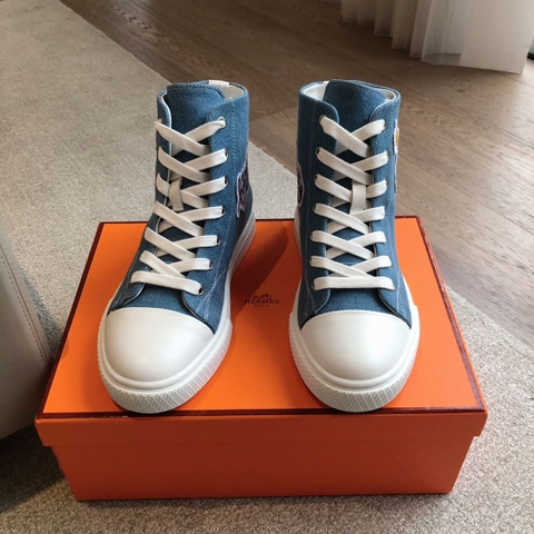 GIÀY HERMES KELLY SNEAKER HIGH SPORTS DENIM BLUE AAA