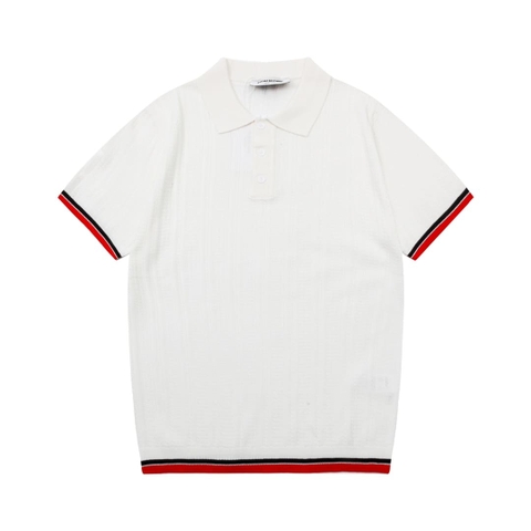 ÁO THOM BROWNE POLO SHIRT WHITE MÀU TRẮNG DỆT KIM