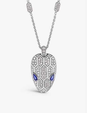 Vòng cổ BVLGARI Serpenti 18ct white gold, 2.07ct brilliant-cut diamond and sapphire necklace vàng trắng 18K
