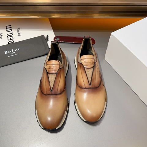 GIÀY BERLUTI SNEAKER LIGHT BROWN HANDMADE TOP QUALITY SHOES AAA
