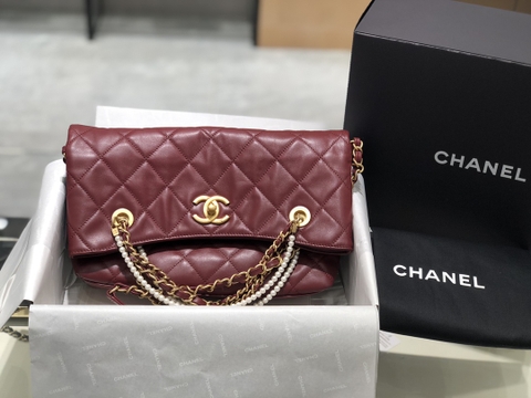 TÚI CHANEL TOTE PEARL LAMBSKIN MAROON DA HAAS