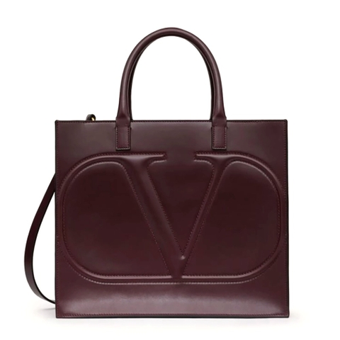 TÚI Valentino Vlogo Walk Calfskin Tote Bag-Maroon