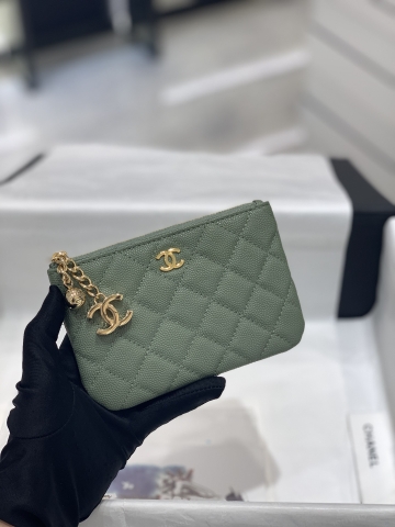 VÍ CHANEL CAVIAR GREEN DA HAAS GOLD