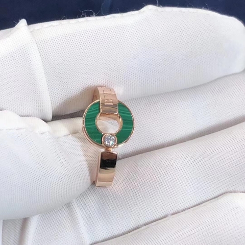 NHẪN BVLGARI rose ring set with malachite 18K