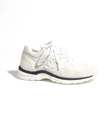 GIÀY CHANEL GREY SUEDE LOGO SNEAKERS Xám nhạt