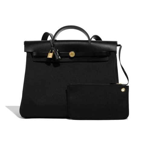 TÚI Hermès Herbag 39 Vache Hunter Toile Black