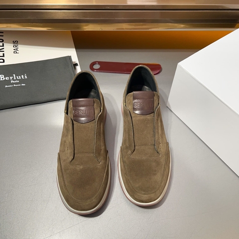 GIÀY BERLUTI SNEAKER SUEDE GREEN HANDMADE TOP QUALITY SHOES AAA