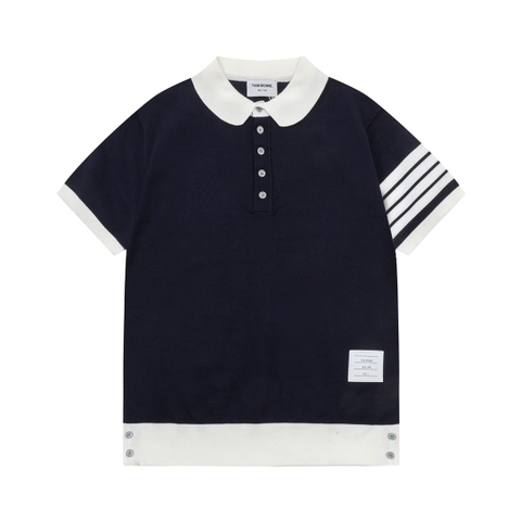ÁO THOM BROWNE POLO SHIRT BLACK MÀU ĐEN DỆT KIM