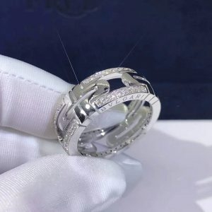 Nhẫn BVLGARI Parentesi Demi Pave vàng trắng 18K