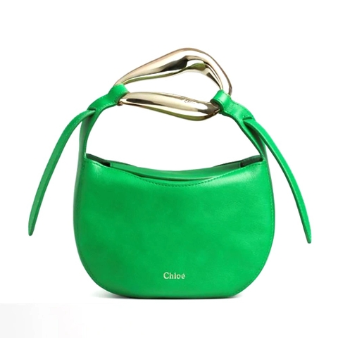 TÚI Chloe Kiss Small Purse in Small Grain Calfskin-Green