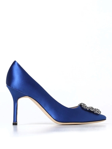 GIÀY MANOLO BLAHNIK Blue satin pumps shoes